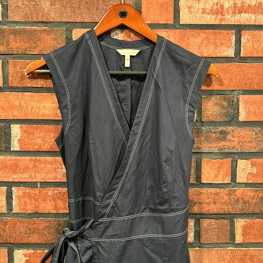 Rebecca Taylor Navy Blue Ruffle Wrap Dress - Picture 4 of 11
